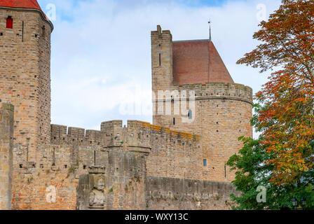 Burg von Carcassonne, Languedoc-Roussillon, Aude Occitanie Frankreich Stockfoto