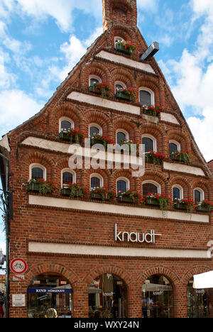 Backsteingotik Häusergiebel in der alten Hansestadt Lüneburg Stockfoto