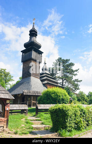 Ushgorod, Ungwar: Holz- Kirche St. Michael, vom Shelestove Dorf, ein klassisches Beispiel der Folklore Lemken Architektur in Karpaten Ruthenia, M Stockfoto