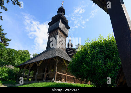 Ushgorod, Ungwar: Holz- Kirche St. Michael, vom Shelestove Dorf, ein klassisches Beispiel der Folklore Lemken Architektur in Karpaten Ruthenia, M Stockfoto