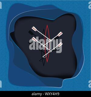 Rote und weiße Boot auf einem blauen Hintergrund Stock Vektor