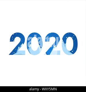 Happy 2020 neue Jahr Banner mit flachen Berge in Papier Stil für Ferien Flyer, Grüße und Einladungen, Weihnachten themed herzlichen Glückwunsch und Auto Stock Vektor