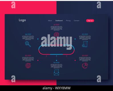 Infografik Design Template mit Zahlen sechs Option Stock Vektor