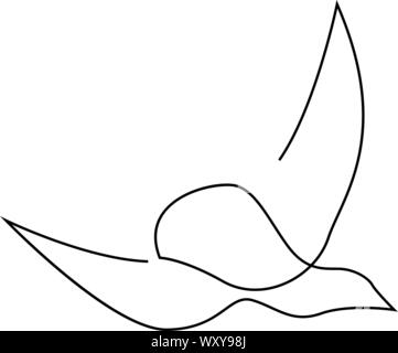 Eine Zeile Taube oder Taube fliegt design Silhouette. Hand gezeichnet Minimalismus Stil. Vector Illustration Stock Vektor
