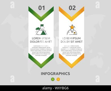 Vektor moderne 3D-infografik Vorlage Pfeil für zwei Diagramme, Grafik, Präsentation. Business Konzept mit 2 Optionen und Symbole. Leeren Raum für Inhalte Stock Vektor