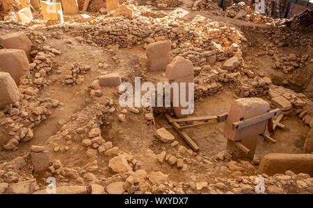 Am Anfang der Zeit. Antike Stätte von Gobekli Tepe in der Türkei. Gobekli Tepe ist ein UNESCO-Weltkulturerbe. Der älteste Tempel der Welt. Jungsteinzeit Stockfoto