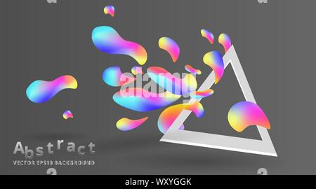 Dreieck mit futuristischen Flüssigkeit und flüssige dynamische Bewegung chaotischen leuchtenden Blasen, kreative Plakatgestaltung, bunte Konzept primitive, Überlegenheit Fanta Stock Vektor