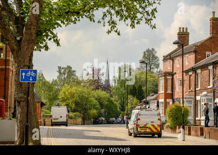 Der hekespearean einst Moment' in der Stadt Stratford-upon-Avon beim Flanieren Die streetstocapture Erinnerungen an dieses historische artsy statt. Stockfoto