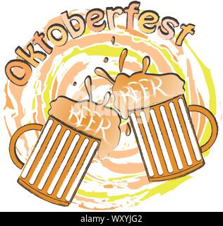 Oktoberfest Vector Illustration. Biergläser Vector Illustration. Zwei Gläser Bier Vector Illustration. Stock Vektor