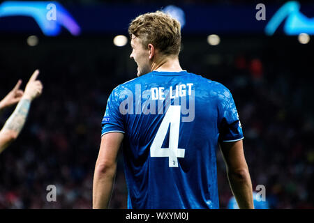 Madrid, Spanien. 18. September, 2019. Matthijs de Ligt (Juventus FC) während des Fußballspiels der UEFA Champions League zwischen Atletico de Madrid und Juventus FC am Wanda Metropolitano Stadium am September 18, 2019 in Madrid, Spanien. Quelle: David Gato/Alamy leben Nachrichten Stockfoto