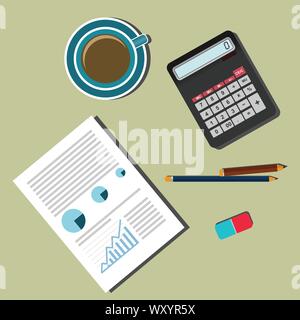 Vektor flache Design Büro Zubehör, Elemente und Symbole. Stock Vektor
