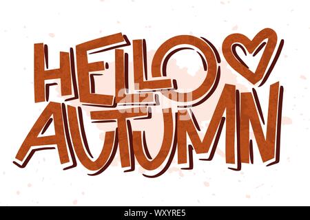 Hallo Herbst einfache Bunte serifenlose Schrift. Hand gezeichnete Skizze für Karte, Postkarte, Poster, etc. Vector. Stock Vektor