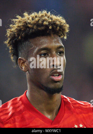 München, Deutschland. September, 2019 18. Kingsley COMAN, FCB 29 feiert sein Ziel, Freude, Lachen, feiern, 1-0, halbe Größe, Porträt, FC BAYERN MÜNCHEN - Roter Stern Belgrad 3-0 UEFA Fußball Champions League, München, 18. September 2019, Saison 2019/2020, Gruppenphase, Gruppe B, FCB, Rot, Bayern, Roter Stern, München, Belgrad © Peter Schatz/Alamy leben Nachrichten Stockfoto