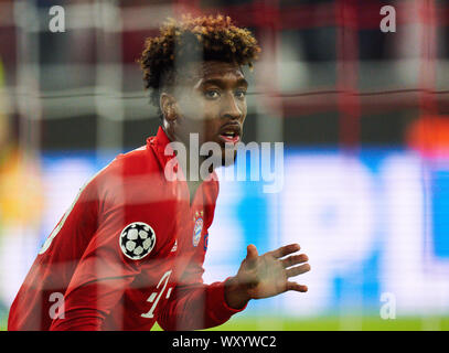 München, Deutschland. September, 2019 18. Kingsley COMAN, FCB 29 feiert sein Ziel, Freude, Lachen, feiern, 1-0, halbe Größe, Porträt, FC BAYERN MÜNCHEN - Roter Stern Belgrad 3-0 UEFA Fußball Champions League, München, 18. September 2019, Saison 2019/2020, Gruppenphase, Gruppe B, FCB, Rot, Bayern, Roter Stern, München, Belgrad © Peter Schatz/Alamy leben Nachrichten Stockfoto