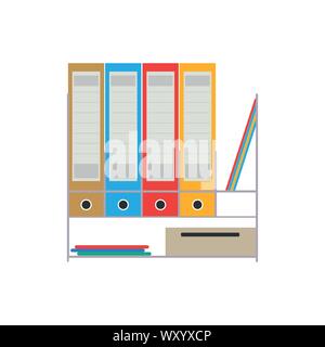 Verschiedene farbige Dateien vor weißem Hintergrund Stock Vektor