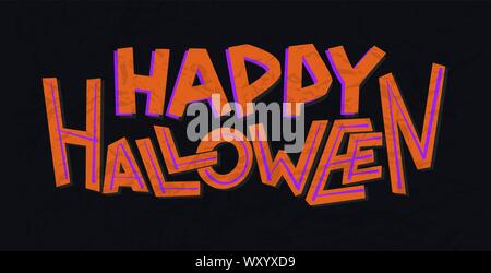 Happy Halloween einfache Bunte serifenlose Schrift. Hand gezeichnete Skizze für Visitenkarten, Postkarten, Poster, Typografie Design. Vektor. Stock Vektor