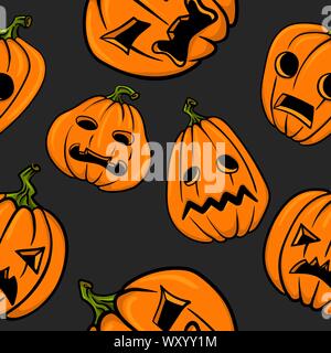 Nahtlose halloween Hintergründe. Vektor handgezeichnete Illustrationen. Abbildung: Paar pampkins. Stock Vektor