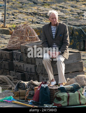 22 de septiembre de 2019. Keiss Harbour, Highlands, Escocia, Reino Unido. Esta es una escena de la filmación de la corona re el Lord Mountbatten asesinato en Irlanda.