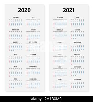 2020 y 2021 calendario anual. Ilustración vectorial