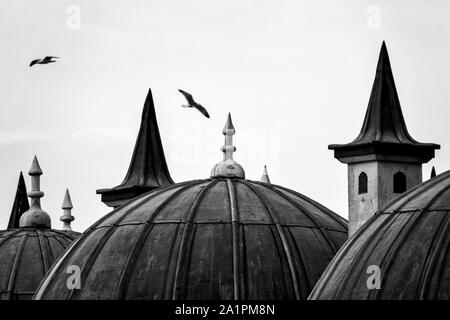Tejados otomano cerca de la mezquita de Suleymaniye, Estambul, Turquía Foto de stock
