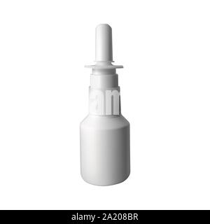 Inhalador nasal. Ilustración vectorial. Spray para goteo nasal y