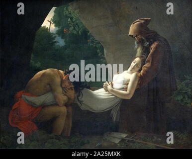 Pintura titulada "Atala en la tumba' de Anne-Louis Girodet de Roussy-Trioson. Anne-Louis Girodet-Trioson (1767-1824), un pintor francés y discípulo de Jacques-Louis David. Foto de stock