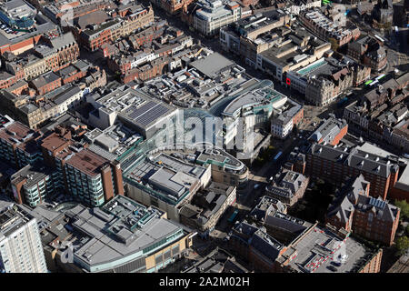 Vista aérea de Trinidad centro comercial de Leeds, West Yorkshire, Reino Unido