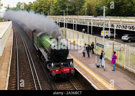 Tren de vapor británico verde Surrey Otoño