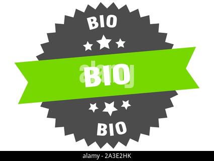 Bio Bio signo verde-negro etiqueta de banda circular Ilustración del Vector
