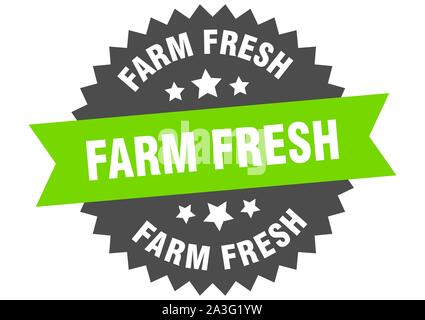 La granja fresco firmar. La granja fresco verde-negro etiqueta de banda circular Ilustración del Vector