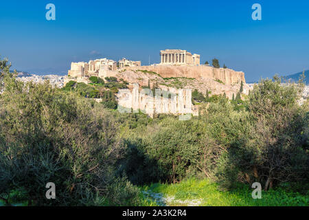 Grecia Grecia Acrópolis de Atenas viaje azul cultura árboles árbol Grecia  Grecia Fotografía de stock - Alamy