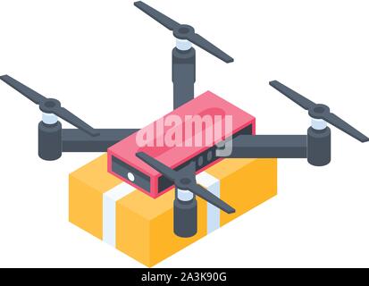 Icono de bandeja de entrega de drone, estilo isométrico Ilustración del Vector