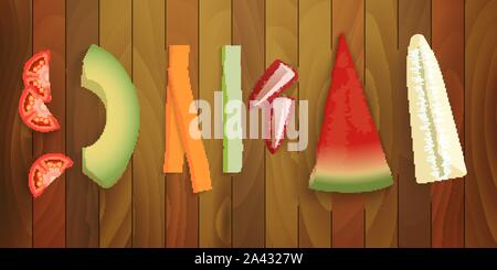 BLW, destete llevado por el bebé, frutas y verduras en un plato Imagen  Vector de stock - Alamy