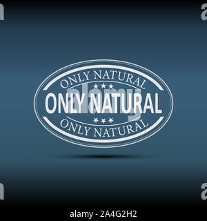 Sólo tinta Natural etiqueta web sello distintivo sobre azul Ilustración del Vector