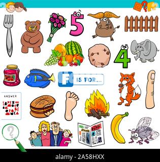 Ilustración de dibujos animados de encontrar la imagen que empiezan con la  letra I del Libro de juegos educativos para niños Imagen Vector de stock -  Alamy