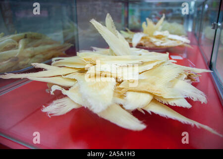 Las aletas de tiburón para la sopa de aleta de tiburón, a la venta en Wal-Mart en la ciudad de Nanning, Guangxi, en el sur oeste de China.