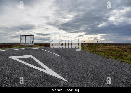 La parada de autobús, el sur de Dell, la isla de Lewis, Outer Hebrides