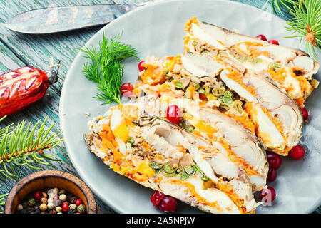 Rollo de  relleno con  de banquete o comida de  Navidad Fotografía de stock - Alamy