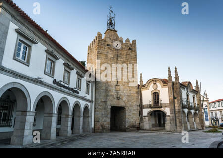 Torre del Reloj, Caminha, Portugal, Europa. Camino de Santiago de Compostela. Foto de stock