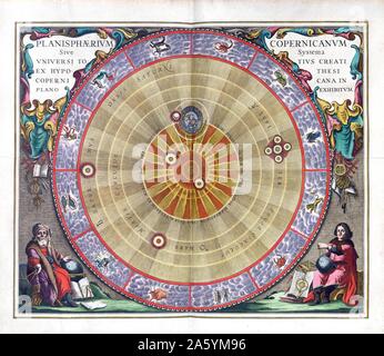 El siglo XVII universo copernicano ilustrado en la harmonia Macrocosmica de constelación. Harmonia Macrocosmica atlas es una estrella de la Constelación por escrito y publicado en 1660 por Johannes Janssonius
