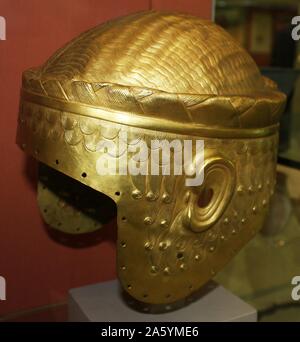 Electrotype copia del casco dorado de Meskalamdug Foto de stock