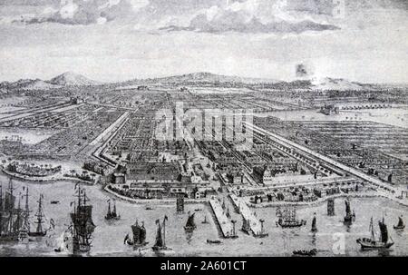 Ciudad de Batavia. sede de la Dutch East India Company en el Sudeste Asiático (Indonesia), en 1619 Foto de stock