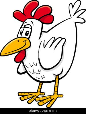  Cartoon ilustración del cómic de gallina o pollo de granja animal aves carácter Imagen Vector de stock