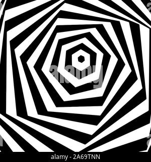 Arte óptico Geomrtric ilusión abstracta en blanco y negro. Vector.