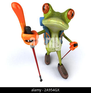 Diversión backpacker Frog - Ilustración 3D Foto de stock