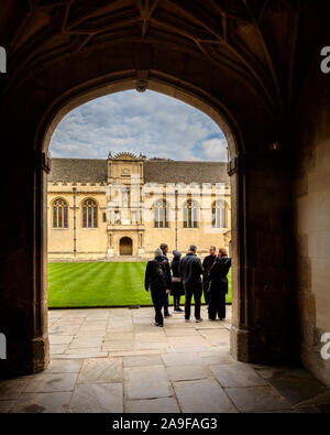 Vista en el quad de Wadham College, Universidad de Oxford Foto de stock