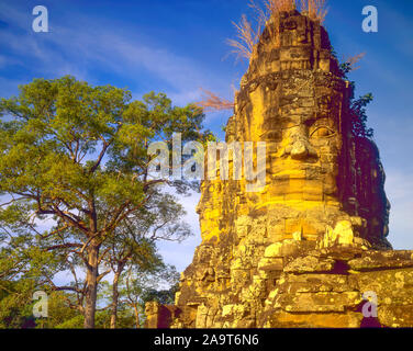 Templo Bayon, el parque arqueológico de Angkor Watt, Camboya, Ciudad fof Angkor Thom, construido 1100-1200 AD Khymer Cultura ruinas en la selva del sudeste asiático