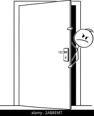 Ilustración vectorial de la puerta ligeramente abierta, simple dibujo