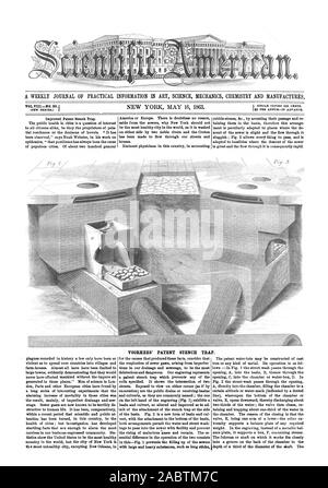 Una Revista semanal de información práctica en Arte Ciencia química y mecánica de las manufacturas. VOORHEES" la patente hedor trampa., Scientific American, 1863-05-16 Foto de stock