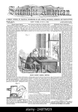 Una revista SEMANAL DE INFORMACIÓN PRÁCTICA EN ARTE CIENCIA MECÁNICA CIIEMISTRY Y FABRICA LA PATENTE DE KOLB Camera Obscura, Scientific American, 1863-06-06 Foto de stock